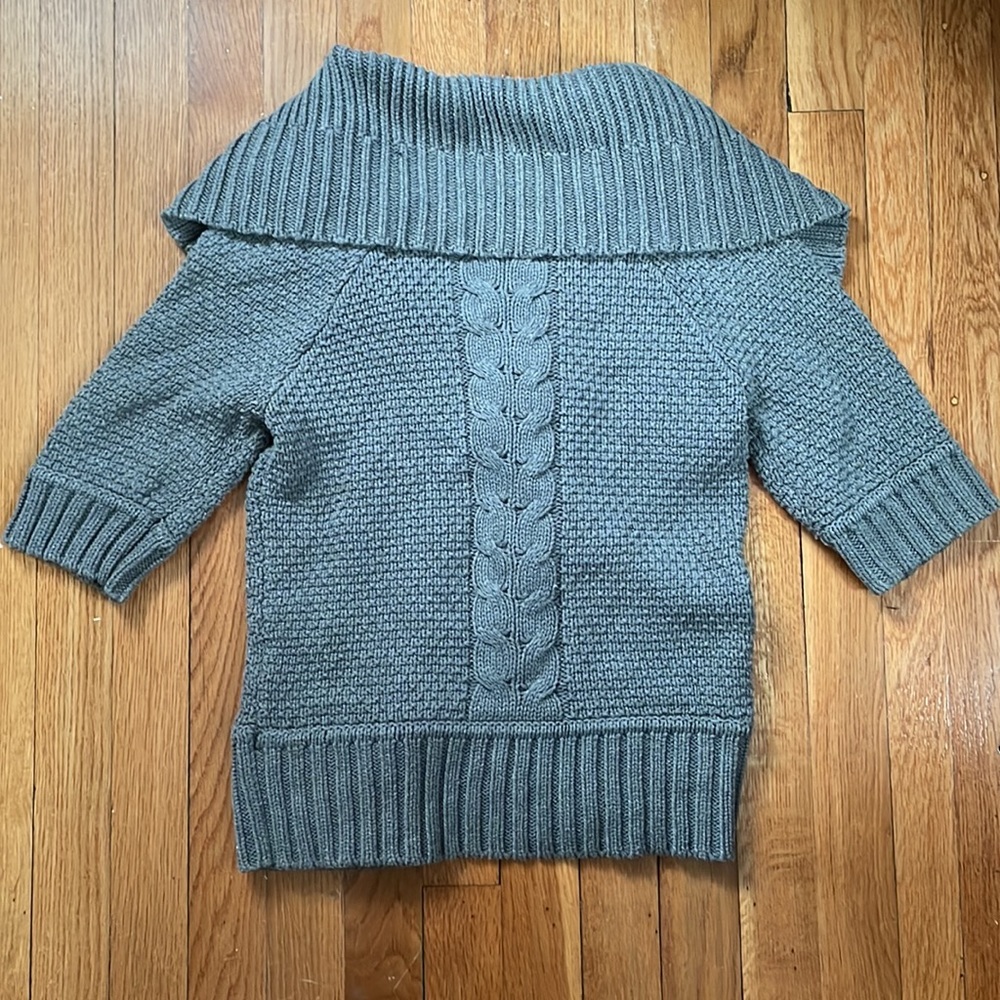 Express Cable Knit Sweater with 3/4 sleeves and snap front - Picture 5 of 5